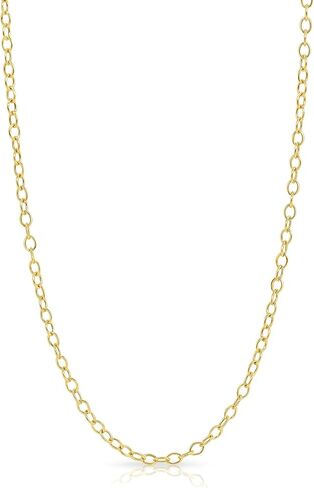14K Gold Rolo Chain Necklace for Women & Men (2mm Width, 14-24" Length) - Cadenas de Oro Puro de 14K in Saudi Arabia
