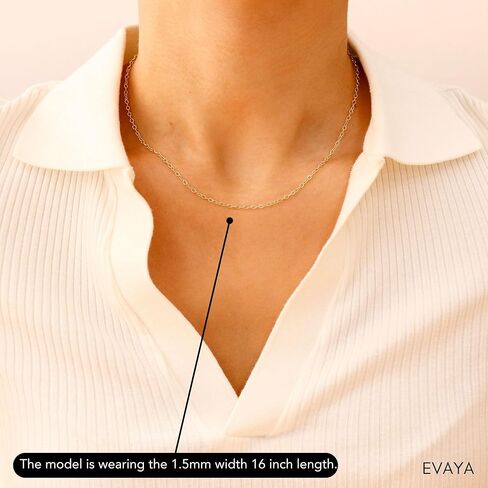 14K Gold Rolo Chain Necklace for Women & Men (2mm Width, 14-24" Length) - Cadenas de Oro Puro de 14K in Saudi Arabia