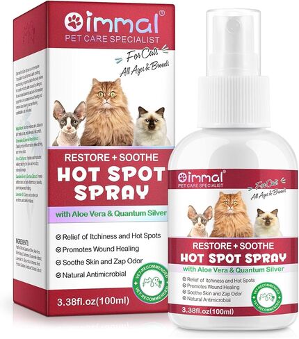 Hot Spot Spray for Cats, Itch Relief for Cats, Relieve Irritated Skin, Long Lasting Moisturizing, Emotional Soothing,Pure Plant-Based Ingredients-100ml in Kuwait