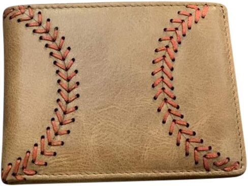 Tan Leather Baseball Seam Bi-Fold Wallet in Saudi Arabia
