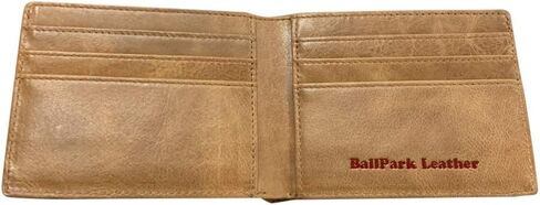 Tan Leather Baseball Seam Bi-Fold Wallet in Saudi Arabia