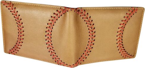 Tan Leather Baseball Seam Bi-Fold Wallet in Saudi Arabia