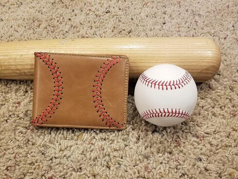 Tan Leather Baseball Seam Bi-Fold Wallet in Saudi Arabia