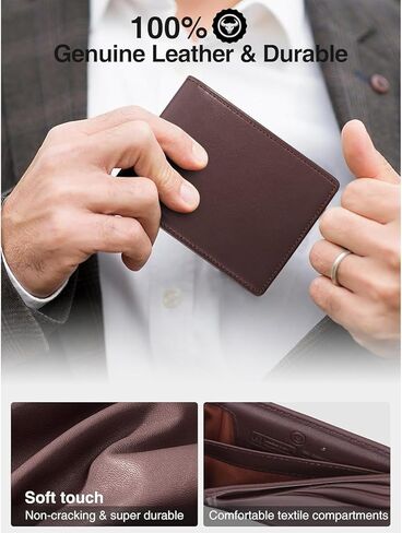 Genuine Leather Wallet for Men with Smart Tracker Works with Find My App RFID Blocking Bifold Design Holds 13 Cards Coin Pocket and ID Window (Brown) in Saudi Arabia