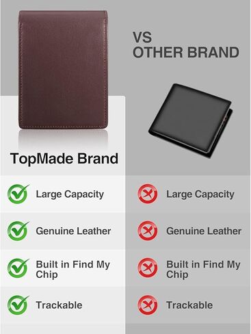 Genuine Leather Wallet for Men with Smart Tracker Works with Find My App RFID Blocking Bifold Design Holds 13 Cards Coin Pocket and ID Window (Brown) in Saudi Arabia