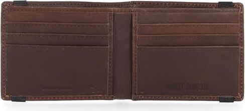 Harley-Davidson Men's Classic Genuine Leather Crazy Horse Eagle Wallet - Brown in Saudi Arabia