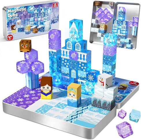 Magnetic Blocks - 100Pcs Magnetic Building Block for Kids Ages 4-8, Magnet Blocks Sets for Build, Magnet Cubes Tiles Building Toys for Girls Boys Ages 3+ 8-12 Birthday Gift in Kuwait