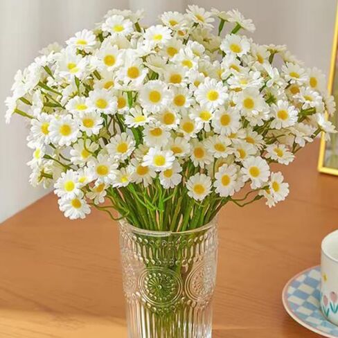 6pcs/Bouquet Artificial Daisy Flowers Small Daisy Fake Flower Bouquet for Wedding Party Table Decoration,Head 2.6cm in Saudi Arabia