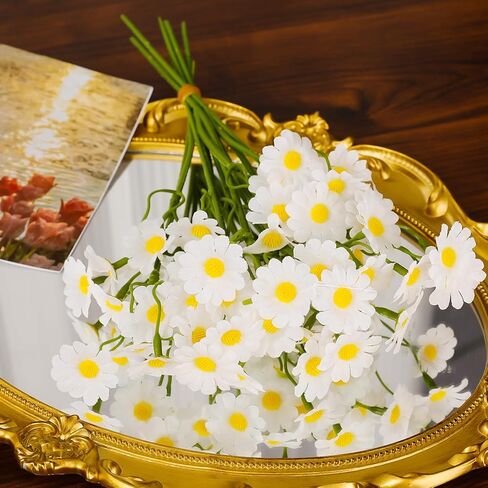 6pcs/Bouquet Artificial Daisy Flowers Small Daisy Fake Flower Bouquet for Wedding Party Table Decoration,Head 2.6cm in Saudi Arabia