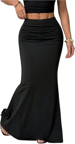 تنورة طويلة ضيقة للسيدات من GORGLITTER بخصر عالٍ وتنانير طويلة أنيقة لحفلات الكوكتيل in Kuwait