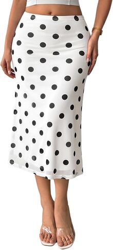 Verdusa Women's Polka Dots Long Skirts Elegant High Waisted Skirt in Saudi Arabia
