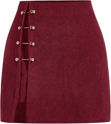 تنورة نسائية من Floerns بحاشية مقسمة ذات حلقات معدنية على شكل حرف A تنورة صغيرة in Kuwait