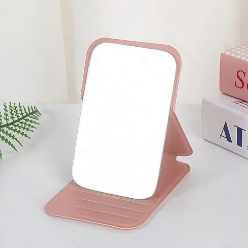 4.25-Inch Foldable Makeup Mirror with Frame, Mini Stylish Vanity Mirror for Desktop Use in Dorms, Offices, Homes, and Travel, (Pink) in Saudi Arabia