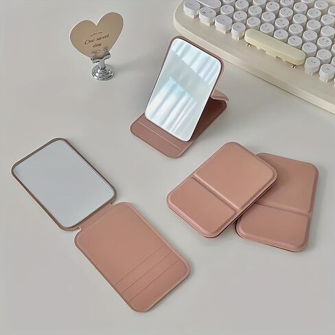 4.25-Inch Foldable Makeup Mirror with Frame, Mini Stylish Vanity Mirror for Desktop Use in Dorms, Offices, Homes, and Travel, (Pink) in Saudi Arabia