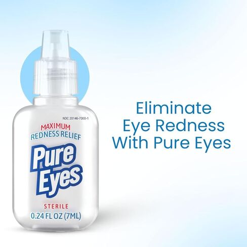 | Red Eyes Drops Redness Relief | Lubricating Eye Drops for Dry Eyes | Irritated Eyes Relief | Moisturizing Eye Drops | Travel Size 0.24 fl oz (7ml) | Pack of 3 | Made in USA in Saudi Arabia