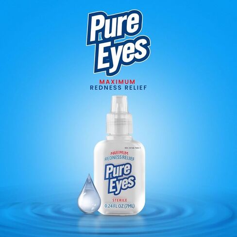 | Red Eyes Drops Redness Relief | Lubricating Eye Drops for Dry Eyes | Irritated Eyes Relief | Moisturizing Eye Drops | Travel Size 0.24 fl oz (7ml) | Pack of 3 | Made in USA in Saudi Arabia