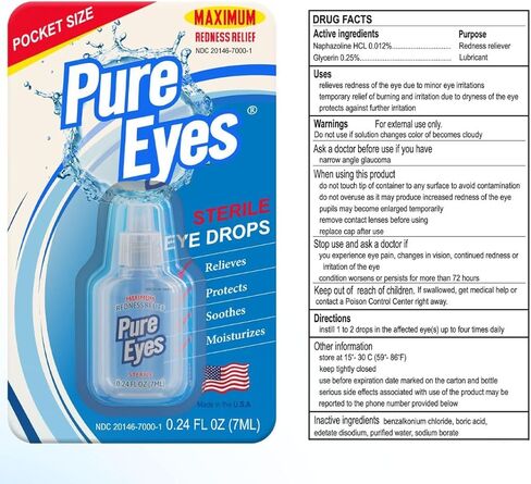 | Red Eyes Drops Redness Relief | Lubricating Eye Drops for Dry Eyes | Irritated Eyes Relief | Moisturizing Eye Drops | Travel Size 0.24 fl oz (7ml) | Pack of 3 | Made in USA in Saudi Arabia