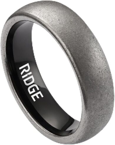 Ridge 6mm Rounded Tungsten Rings For Men - Dual Band Metal Wedding Ring & Silicone Ring, Scratch-Resistant PVD Coating, Convex No-Pinch Fit, Includes Extra Silicone Band (Stonewashed Titanium, 13.5) in Saudi Arabia