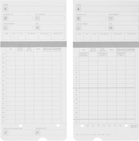 300 Time Cards for HN4000 HN2000, HN2500, HN4500, UB2000, and More – Pre-Punched, Double-Sided with Numbered Slots – Comes with Sturdy Storage Box in Kuwait