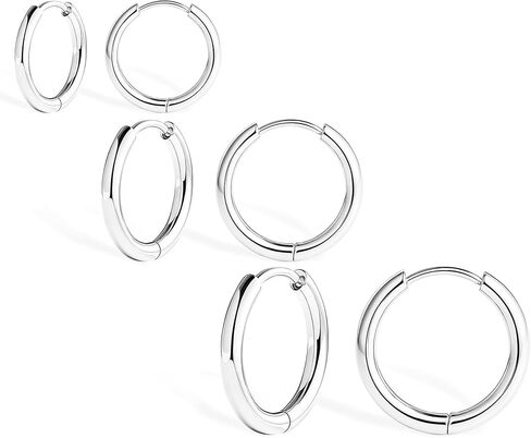 316l الجراحية الفولاذ المقاوم للصدأ هوب الأقراط مجموعة للنساء 6mm 8mm 10mm 12mm هيبوالرجينيك خفيفة الوزن لطيف البسيطة الغضروف الحلزون Targus محارة روك فصوص النائم الأقراط اليومية لثقب متعددة in Kuwait
