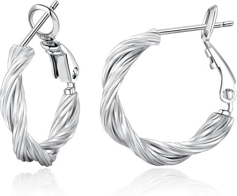 Lightweight Twisted Hoop Earring Hypoallergenic 925 Sterling Silver Twist Earring for Women Trendy 14k Gold Plated Braided Hoop Earrings Gift for Chrismas Birthday 20/30/40mm in Saudi Arabia