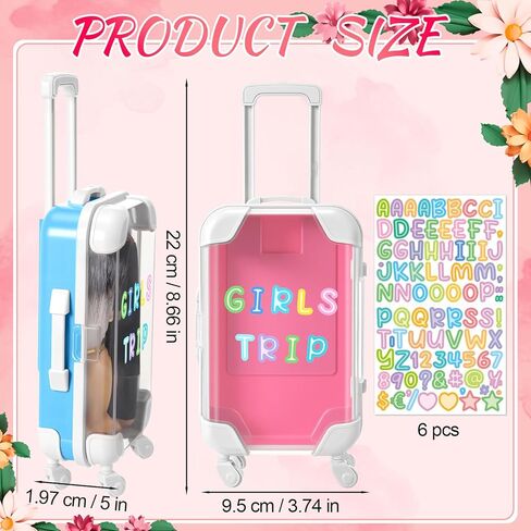 Soulchen 96 Pcs Christmas Mini Suitcase Party Favor 6 Mini Luggage Party Favor Gift Box with 90 DIY Stickers Plastic Trip Gift for Girls Weekend for Candy Makeup Jewelry Birthday Wedding Bachelorette in Saudi Arabia
