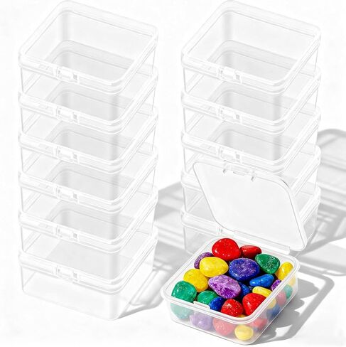 6 Pcs Mini Plastic Storage Containers Box with Lid, Clear Small Plastic Containers Case Organizer for Collecting Small Items, Beads, Crafts Accessories (4.3x4.3x2cm) in Saudi Arabia