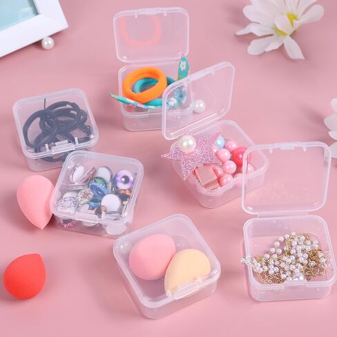 6 Pcs Mini Plastic Storage Containers Box with Lid, Clear Small Plastic Containers Case Organizer for Collecting Small Items, Beads, Crafts Accessories (4.3x4.3x2cm) in Saudi Arabia