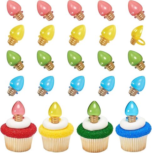 DecoPac Snowflake Rings, Sparkly Glitter Cupcake Decorations, Snow Cupcake Toppers For Festive Christmas, New Year, And Winter Treats, Food Safe & Ready To Use – 24 Pack in Kuwait