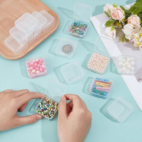 6 Pcs Mini Plastic Storage Containers Box with Lid, Clear Small Plastic Containers Case Organizer for Collecting Small Items, Beads, Crafts Accessories (4.3x4.3x2cm) in Saudi Arabia