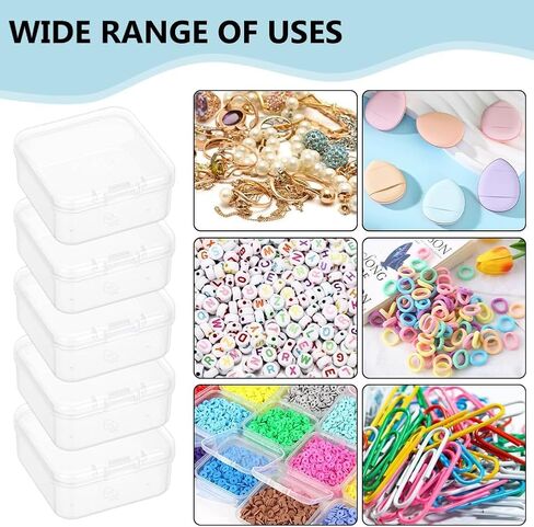 6 Pcs Mini Plastic Storage Containers Box with Lid, Clear Small Plastic Containers Case Organizer for Collecting Small Items, Beads, Crafts Accessories (4.3x4.3x2cm) in Saudi Arabia