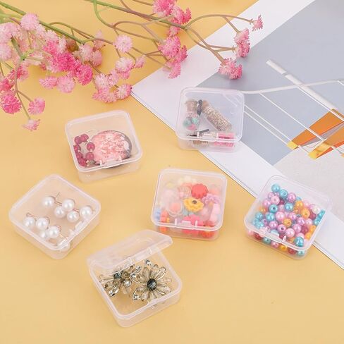 6 Pcs Mini Plastic Storage Containers Box with Lid, Clear Small Plastic Containers Case Organizer for Collecting Small Items, Beads, Crafts Accessories (4.3x4.3x2cm) in Saudi Arabia