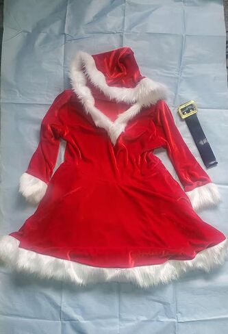 أزياء سانتا كريسماس النسائية باللون الأحمر Mrs.Claus مع إضاءة LED in Kuwait