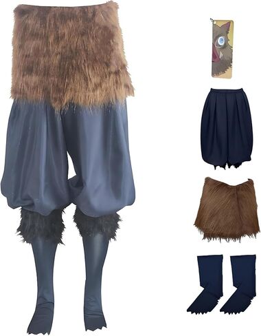 مجموعة كاملة من أزياء Hashibira Inosuke التأثيرية أزياء Inosuke مقاس كبير زي كيمونو أنيمي من الفرو للهالوين in Kuwait