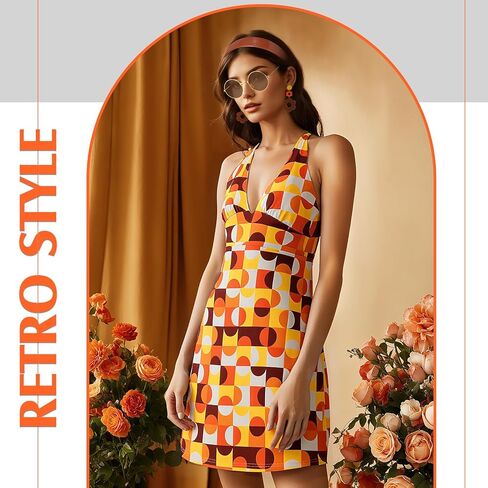 SATINIOR 4 Pcs 60s 70s Women's Hippie Costume Retro Disco Outfit Groovy Earring Headband Dress Sunglasses for Halloween Party in Saudi Arabia