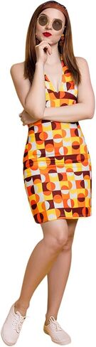 SATINIOR 4 Pcs 60s 70s Women's Hippie Costume Retro Disco Outfit Groovy Earring Headband Dress Sunglasses for Halloween Party in Saudi Arabia