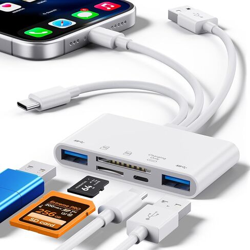 5-in-1 SD Card Reader for i-Phone,Memory Card Reader&USB OTG Adapter,USB C and USB A Devices with Micro SD & SD Card Slots, Supports SD/Micro SD/SDHC/SDXC/MMC in Saudi Arabia
