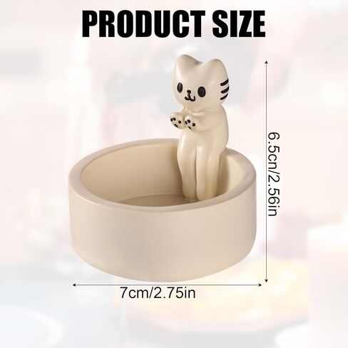 Cartoon Kitten Candle Holder, Handmade Resin Candlesticks Cat Warming Paws Hands Cute Scented Light Holder Funny Kawaii Ornament for Girls Women Cat Lover Gifts Home Room Desk Decor, White in Saudi Arabia