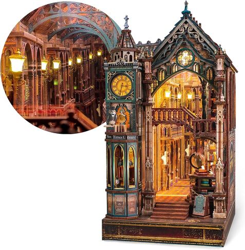 LED 3D Puzzle Magic Station Book Nook Kit - Interactive 3D Wood Puzzle LED Magical Miniature with Infinite Extension Space - DIY Bookshelf Insert Decor Gifts in Kuwait