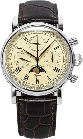 Sugess MoonPhase Master SUM199BX Gold Swan Neck 40mm ST1908 ساعة يد ميكانيكية كرونوغراف للرجال Seagull 1963 in Kuwait