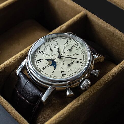 Sugess MoonPhase Master SUM199BX Gold Swan Neck 40mm ST1908 ساعة يد ميكانيكية كرونوغراف للرجال Seagull 1963 in Kuwait
