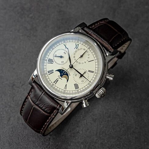 Sugess MoonPhase Master SUM199BX Gold Swan Neck 40mm ST1908 ساعة يد ميكانيكية كرونوغراف للرجال Seagull 1963 in Kuwait