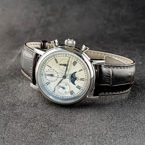 Sugess MoonPhase Master SUM199BX Gold Swan Neck 40mm ST1908 ساعة يد ميكانيكية كرونوغراف للرجال Seagull 1963 in Kuwait