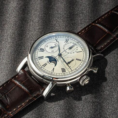 Sugess MoonPhase Master SUM199BX Gold Swan Neck 40mm ST1908 ساعة يد ميكانيكية كرونوغراف للرجال Seagull 1963 in Kuwait