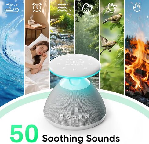 White Noise Sound Machine for Sleeping, 50 Non-Looping Soothing Sounds, 7 Color Night Light with Adjustable Brightness, Timer & Alarm Clock, Touch Screen Control for Baby, Kids, Adults, Home & Travel in Saudi Arabia