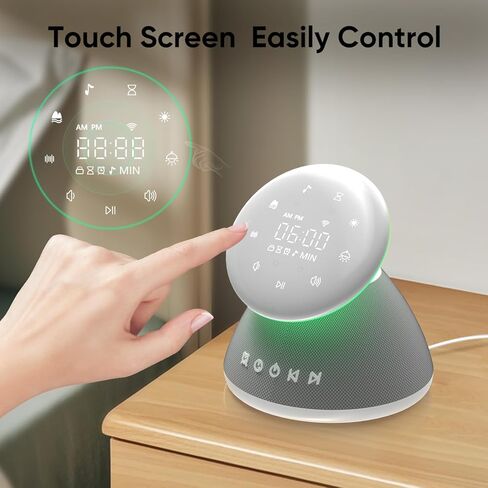 White Noise Sound Machine for Sleeping, 50 Non-Looping Soothing Sounds, 7 Color Night Light with Adjustable Brightness, Timer & Alarm Clock, Touch Screen Control for Baby, Kids, Adults, Home & Travel in Saudi Arabia