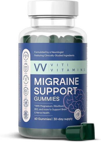 Migraine Gummy – Headache and Migraine Relief Supplement with Magnesium Glycinate, CoQ10, Feverfew, B6, Ginger, and Riboflavin – 60 Gummies in Saudi Arabia