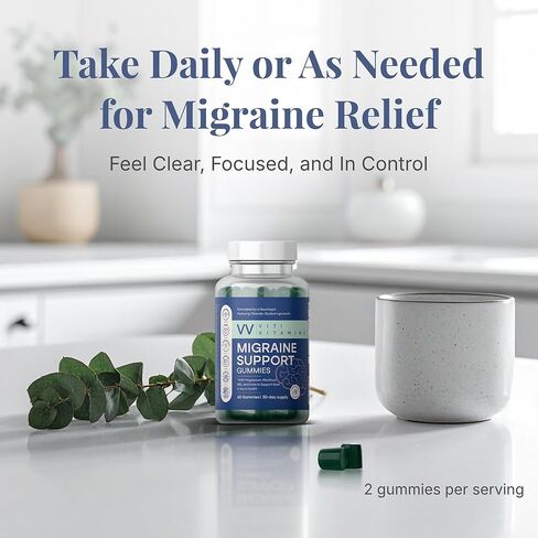 Migraine Gummy – Headache and Migraine Relief Supplement with Magnesium Glycinate, CoQ10, Feverfew, B6, Ginger, and Riboflavin – 60 Gummies in Saudi Arabia