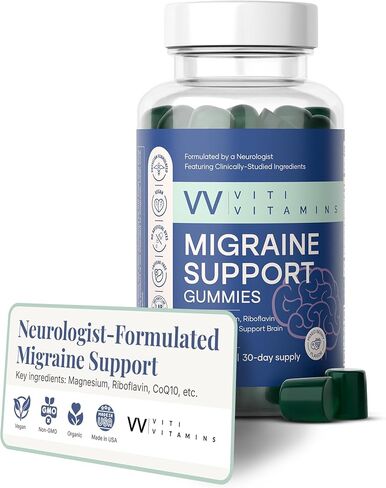 Migraine Gummy – Headache and Migraine Relief Supplement with Magnesium Glycinate, CoQ10, Feverfew, B6, Ginger, and Riboflavin – 60 Gummies in Saudi Arabia