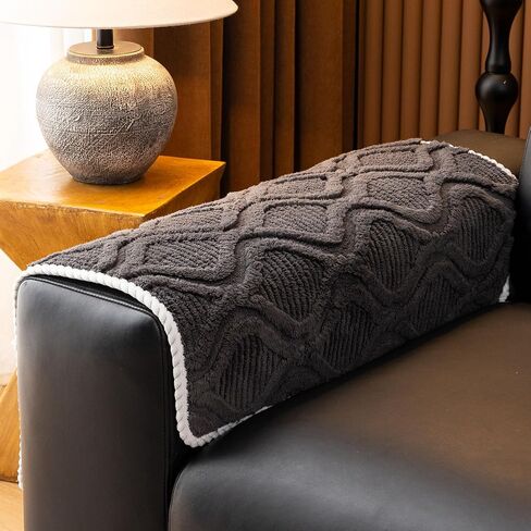 vctops Set of 2 Couch Armrest Cover Backrest Covers, Anti Slip Soft Fuzzy Sofa Covers, Washable Jacquard Furniture Protector Sofa Slipcover for Dogs Cats Pet (Grey,28"x35") in Saudi Arabia